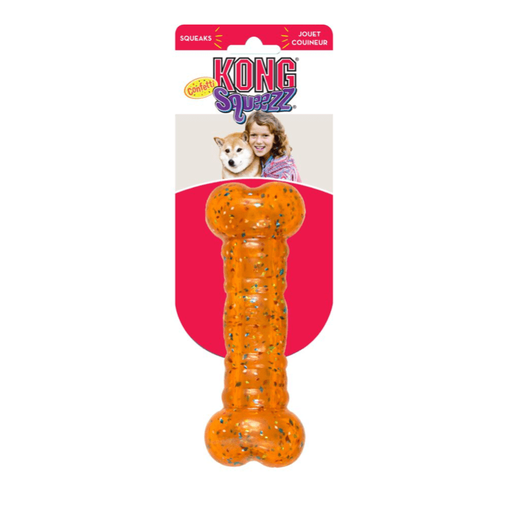 KONG-SQUEEZZ-CONFETTI-BONE-.png Kong Squeezz Confetti Bone - Image 1