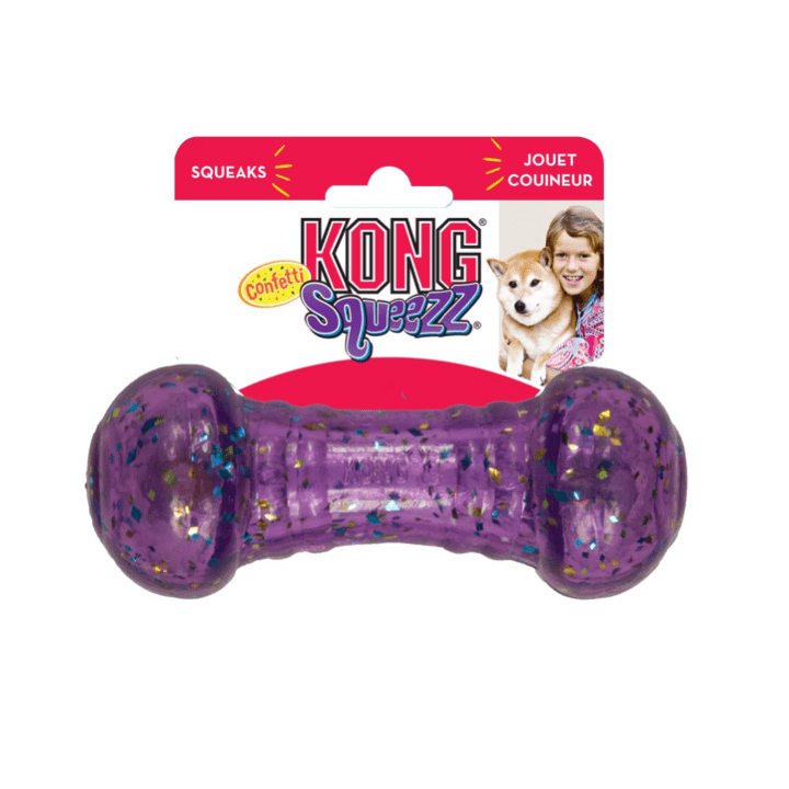 KONG-SQUEEZZ-CONFETTI-DUMBBELL-.png Kong Squeezz Confetti Dumbbell - Image 1